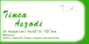 timea aszodi business card